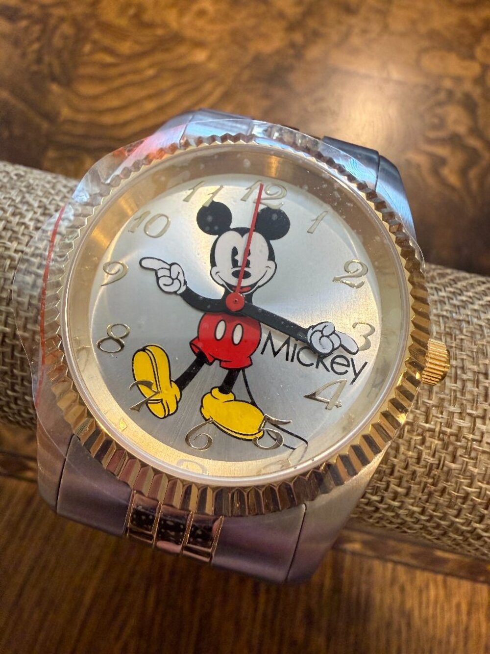 MZB Licensed Disney Silver & Gold Mickey Mouse Hands Wristwatch MCK850